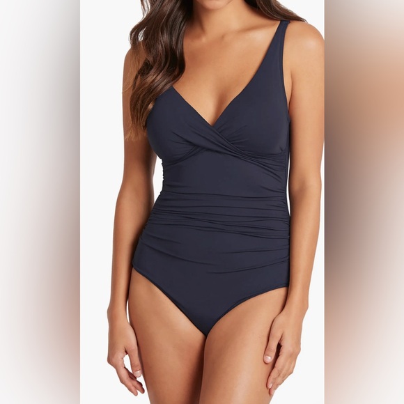 NWT Sea Level Australia Cross Front One-Piece Swimsuit Size US 8 Color Night Sky - Picture 1 of 10